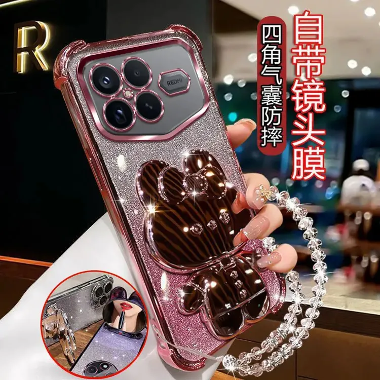 适用红米K90PROMAX冠军版手机壳镜头膜全包可爱兔支架防摔软壳女.