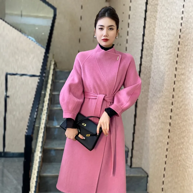秋冬女毛呢外套厚款中长款冬季修身大衣毛呢显瘦外套大裙摆