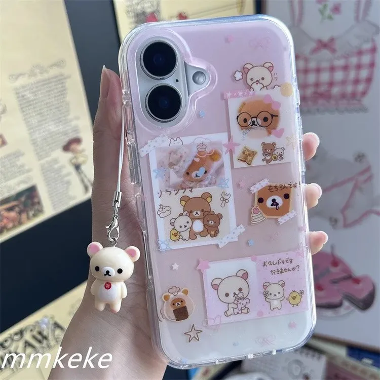 IMD渐变轻松熊适用iphone16苹果15果冻手机壳小米OPPO华为VIVO