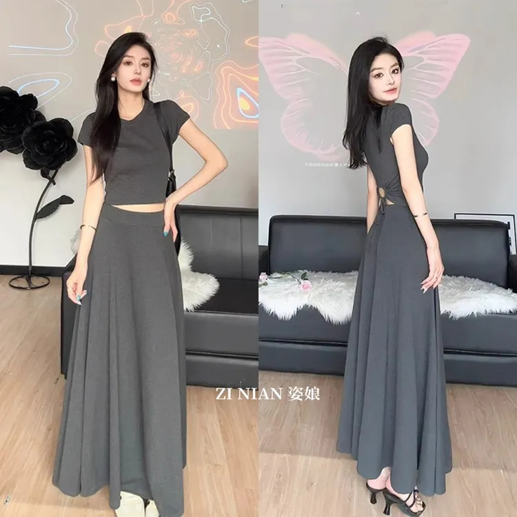 气质绝美穿搭连衣裙子女装夏季2025新款爆款独特漂亮修身套装长裙