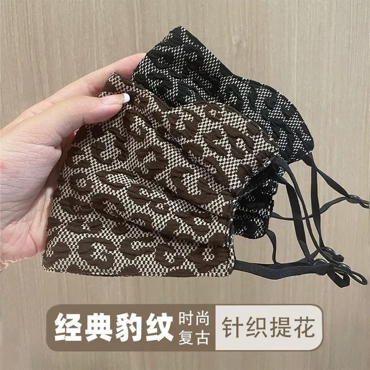 （防暴风雪）豹纹保暖口罩秋冬女时尚防风护眼角加大版亲肤透气可调