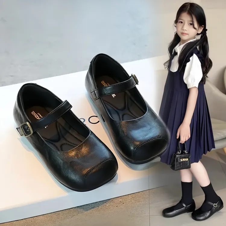 ABC女童皮鞋2025春秋新款小女孩公主鞋洋气女宝宝芭蕾软底小单鞋