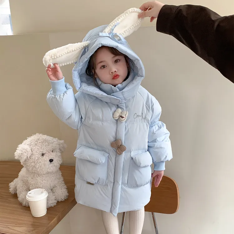 女童羽绒服儿童白鸭绒外套冬季2025新款女宝宝洋气中长款保暖冬装