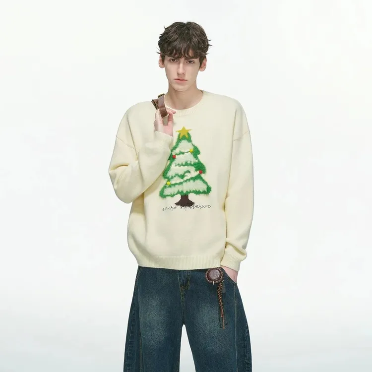 针织衫针织秋冬宽松半高领毛衣情侣冬季圆领胖MM加厚上衣百搭时尚