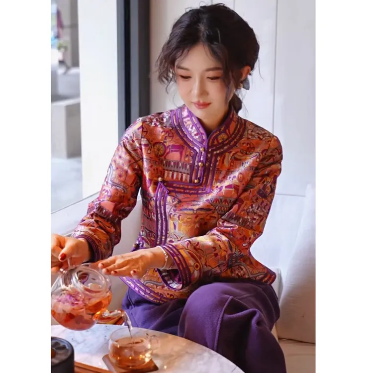 yiyiya.Guo艺艺吖【罗马假日】新中式中国风提花长袖外套100299SS52