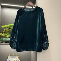 中式上衣复古传统改良秋季女装丝绒素色宽松气质上衣6778