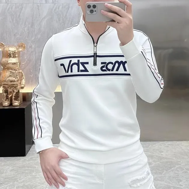 2025秋冬新款欧版男士时尚潮流立领拉链加绒百搭长袖卫衣