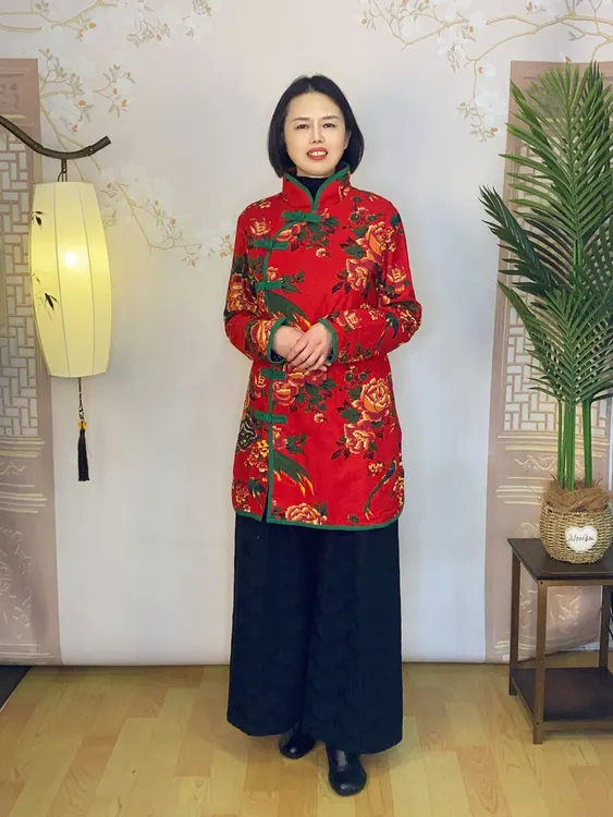 <古韵华衣>春秋新款中式民族风气质旗袍领斜扣复古文艺上衣8833