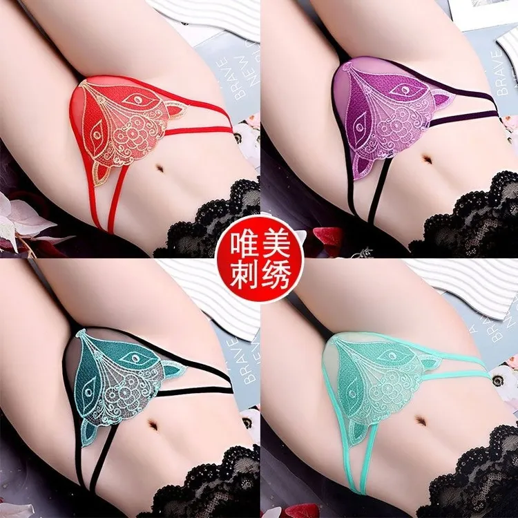 高颜值网红爆款蕾丝刺绣轻薄棉质透气底裆三角女士内裤