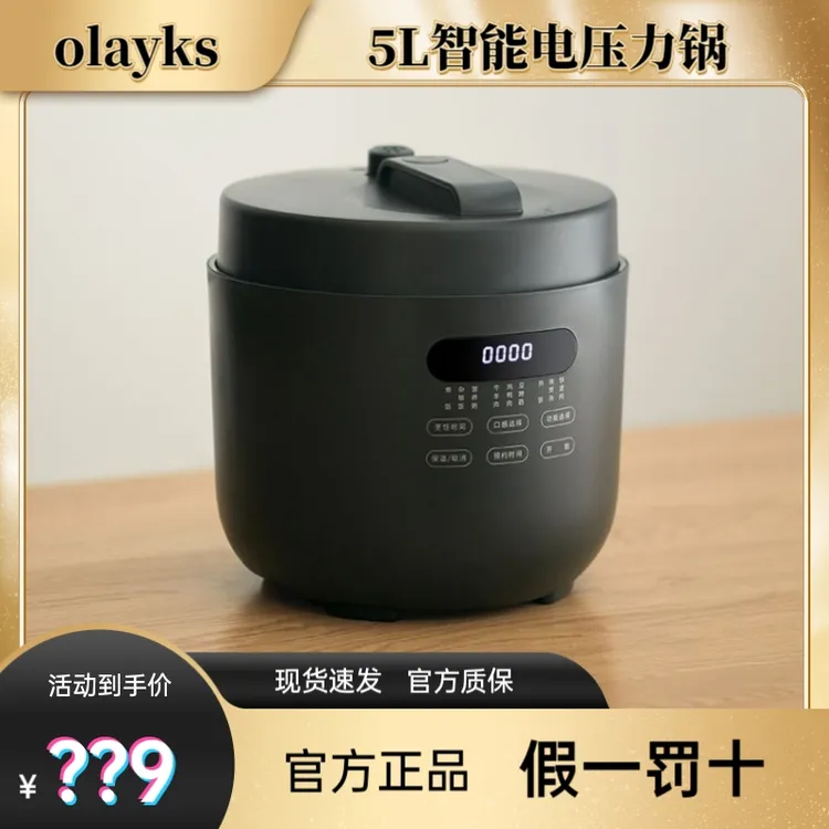 olayks立时日韩定制同款电压力锅家用5L大容量多功能高压锅饭煲锅