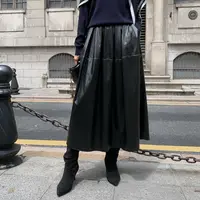 【ZACOCO】通勤薄款高腰百搭气质休闲显瘦皮裙半身长裙3379