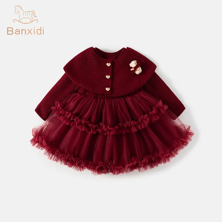 班喜迪女童连衣裙秋冬加绒新款宝宝周岁礼服冬季儿童生日公主裙子