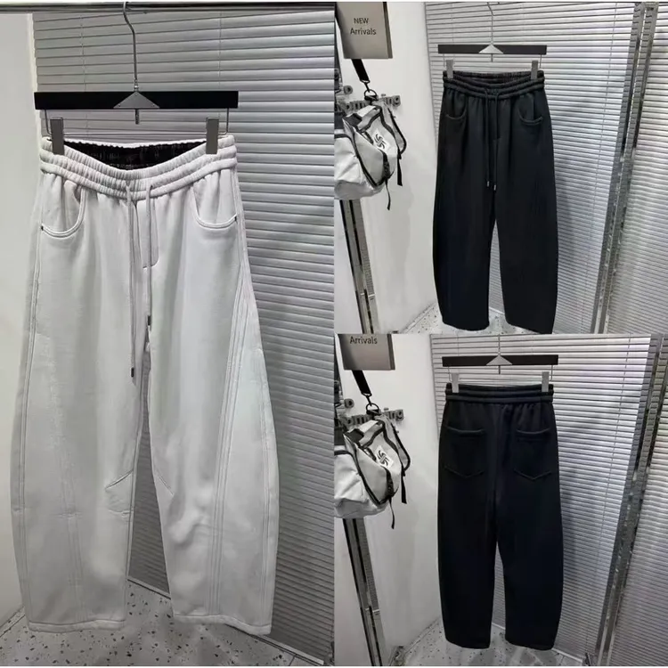 【高品质】时尚百搭潮流简约纯色加绒加厚男士冬季设计感直筒休闲裤