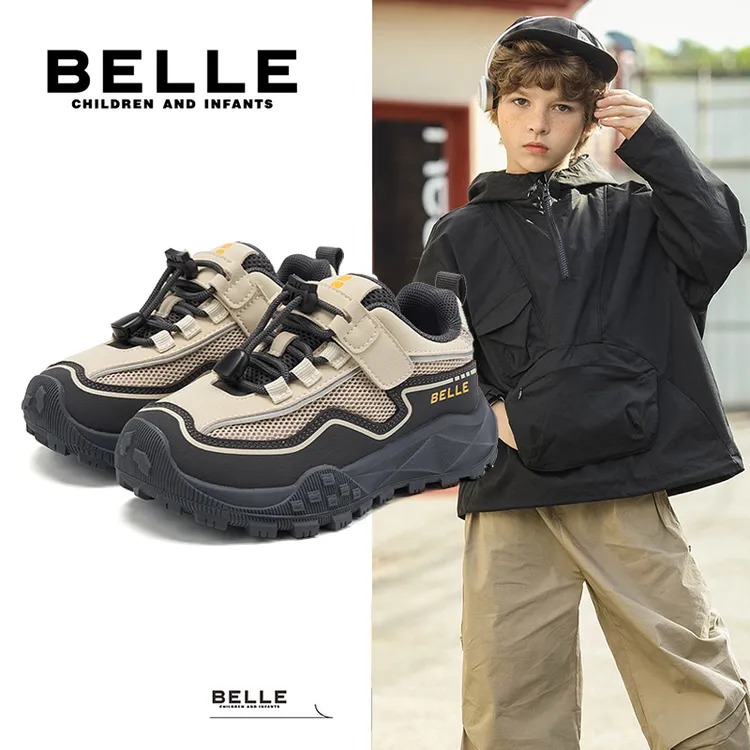 2025百丽正品男女秋季儿童新款防滑百搭休闲运动鞋厚底鞋L5Q332