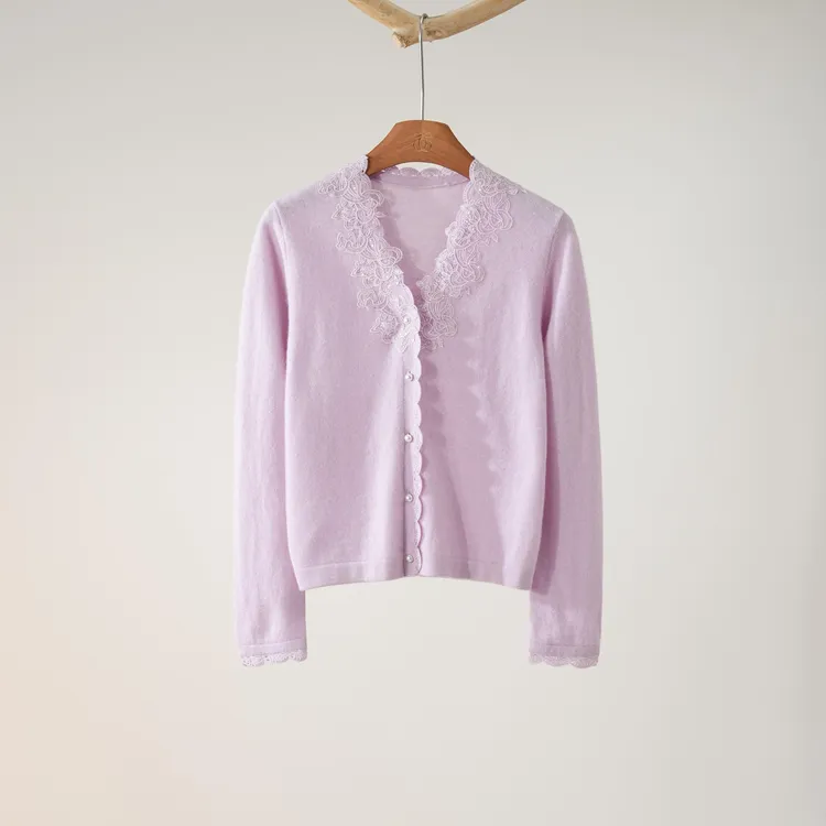 西子/【巴黎软糖】美利奴羊毛重工手工钩花刺绣针织开衫/MSTJ429