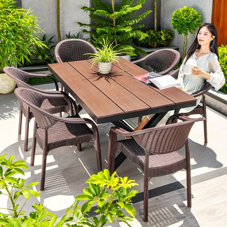 【子力户外】户外桌椅庭院室外露台家用外摆休闲塑木桌椅组合