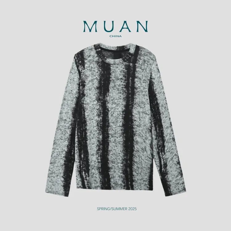 木岸 【水墨打底】MUAN定制宽松长袖高级百搭简约上衣女DG3-8912