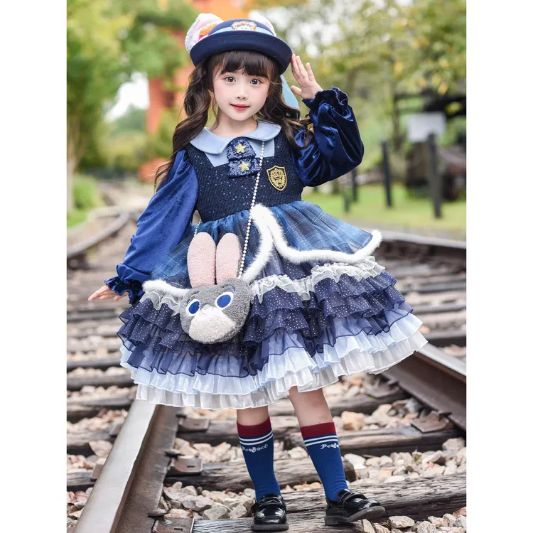 兔子警官衣服儿童加绒冬季连衣裙朱迪女童秋冬装宝宝洛丽塔公主裙