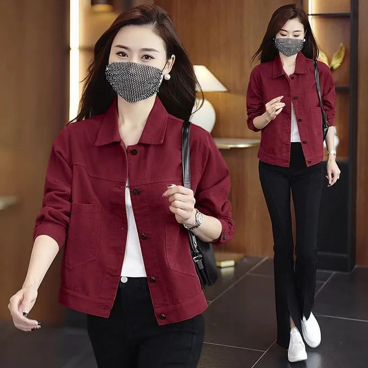 牛仔外套2025新款女装春秋季短款时尚复古洋气翻领夹克上衣小个子
