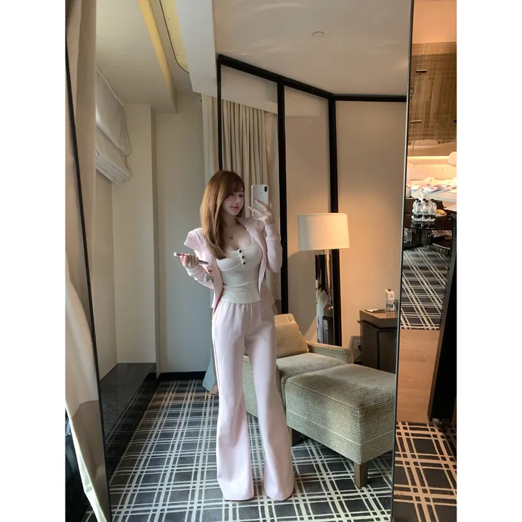 TUTU【减龄松弛感】显瘦休闲连帽双头拉链长袖外套长裤套装#TZ2006