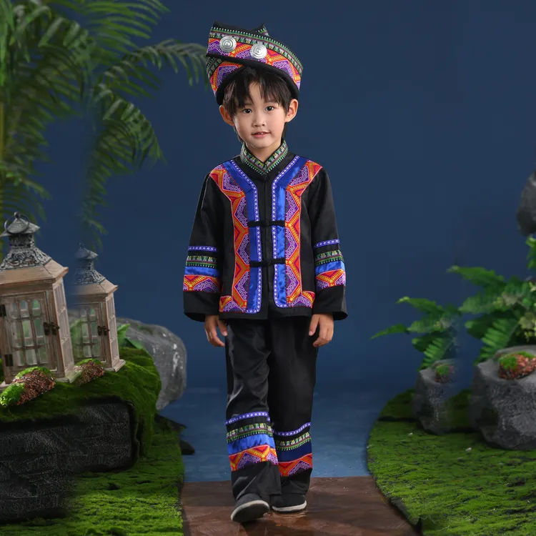 新款土家族服装儿童男童传统少数民族服装五十六个民族舞蹈苗族壮