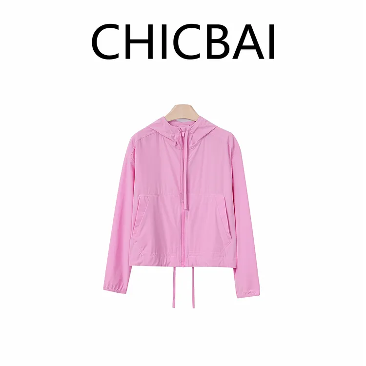 CHICBAI 风语者轻量冰感纱连帽夹克皮肤衣 收束料峭春寒