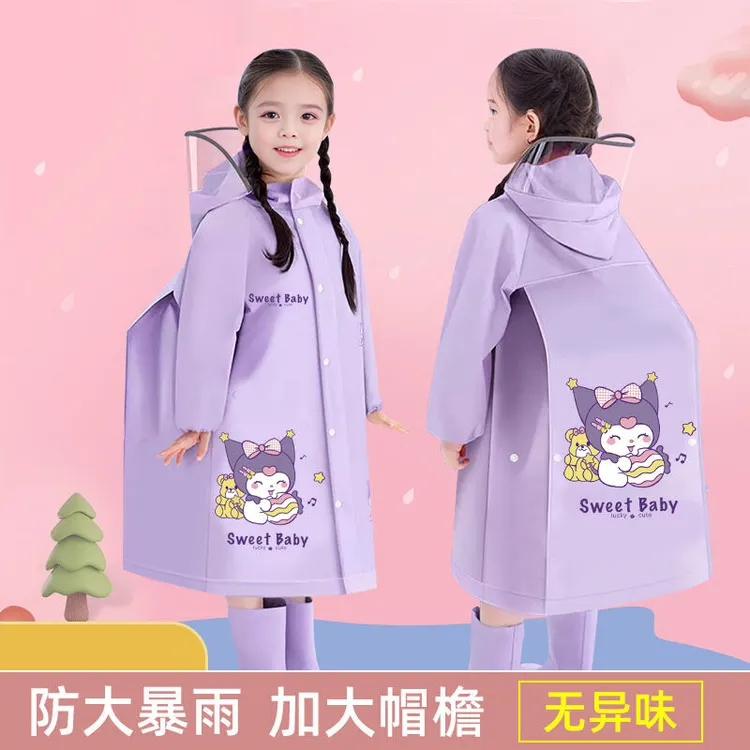 儿童雨衣男童女孩通用全身防水幼儿园小学生上学带书包位小雨披JY
