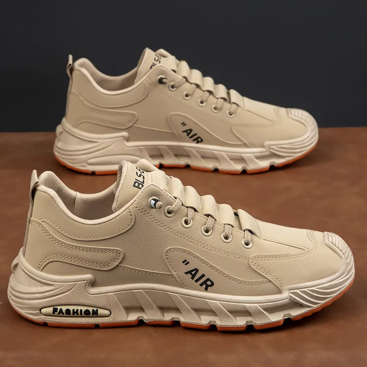 百乐麟春秋季厚底耐磨工装风拼色时尚休闲运动鞋鞋防水透气工作鞋