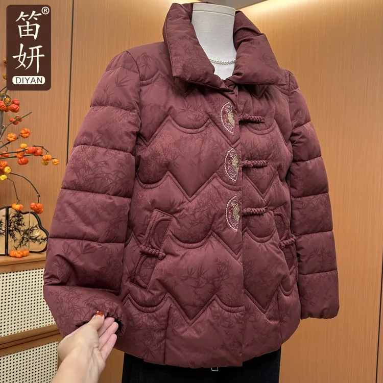 新中式妈妈冬装羽绒棉服国风棉衣外套中老年女装奶奶秋冬保暖棉袄