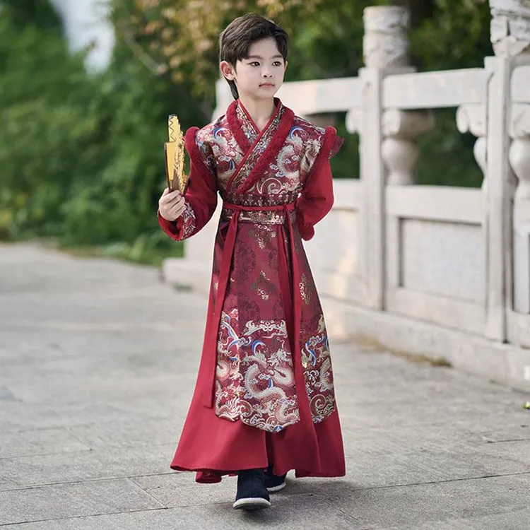 汉服男童拜年服冬季2026新款儿童古装加厚国风唐装新年过年秋冬款