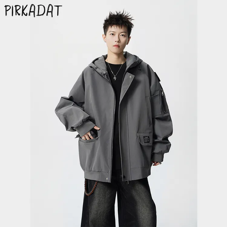 Pirkadat秋季新款防风工装夹克男款户外运动机能冲锋衣外套男款