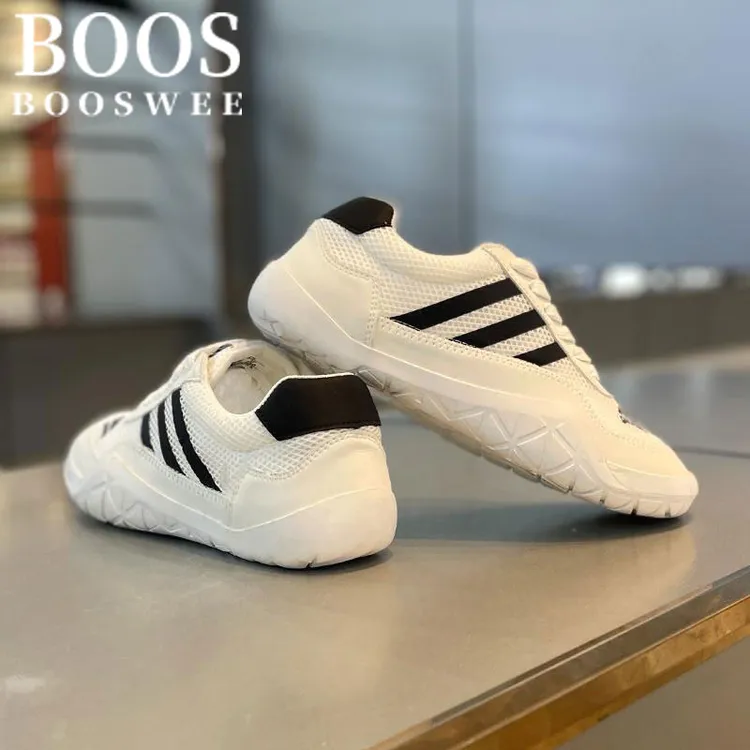BOOS WEE夏季新款低帮布面透气轻便三道杠阿甘鞋男透气百搭休闲鞋