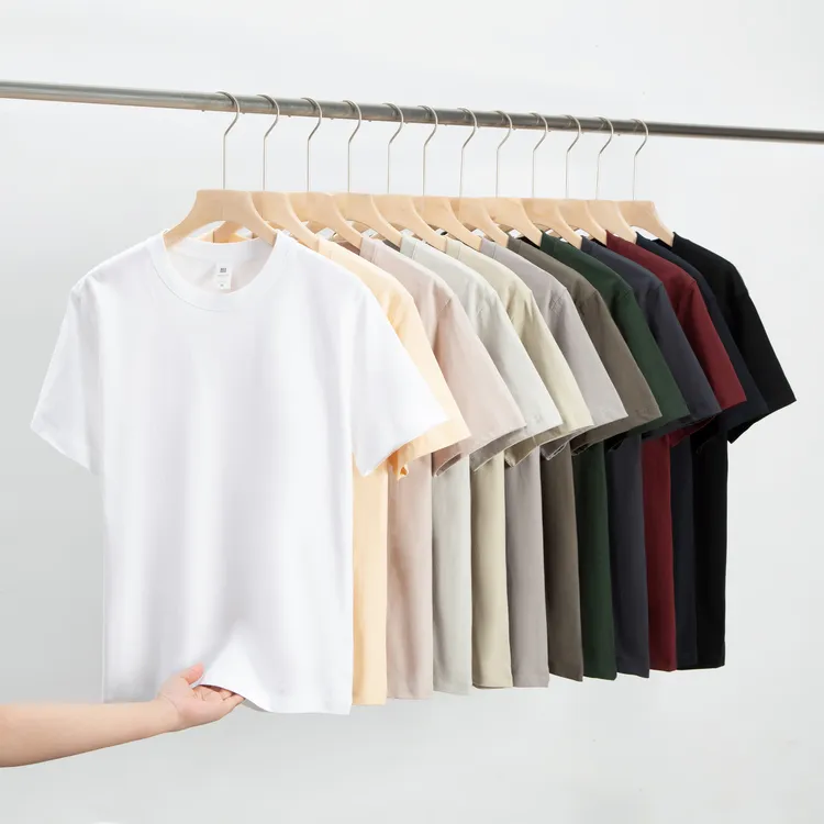 夏季科技棉短袖T恤常规短袖圆领男装白色潮流t恤纯棉纯色简约