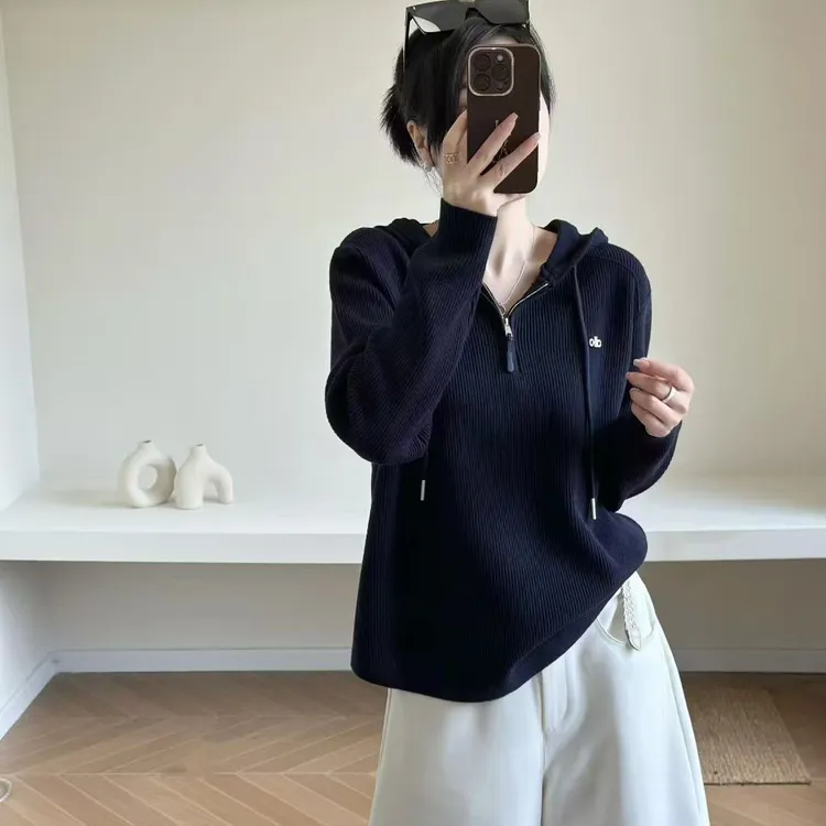 套头常规款宽松型网红时尚气质显瘦百搭针织衫女毛针织衫厚款连帽