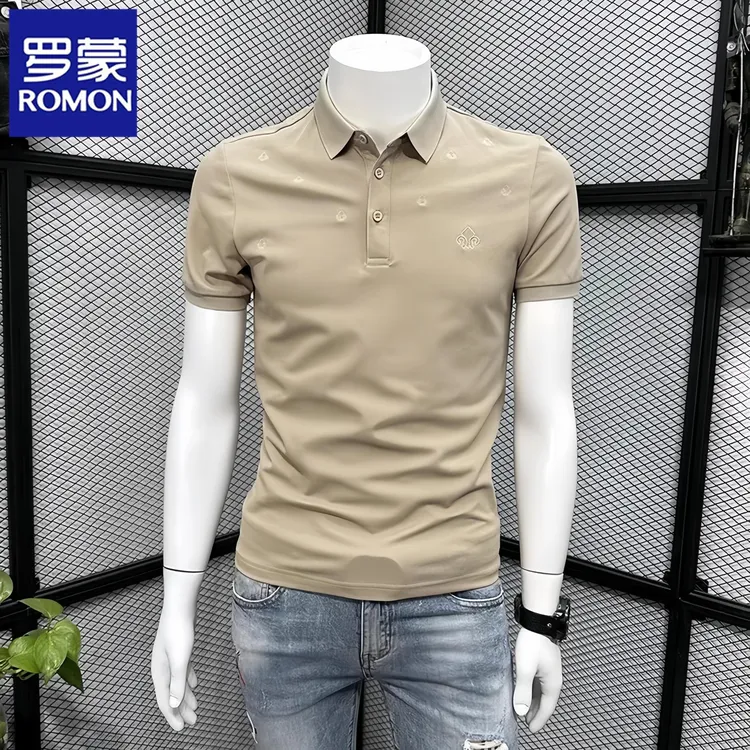 罗蒙夏季新款刺绣POLO衫男士短袖t恤商务休闲半袖高端修身T上衣潮