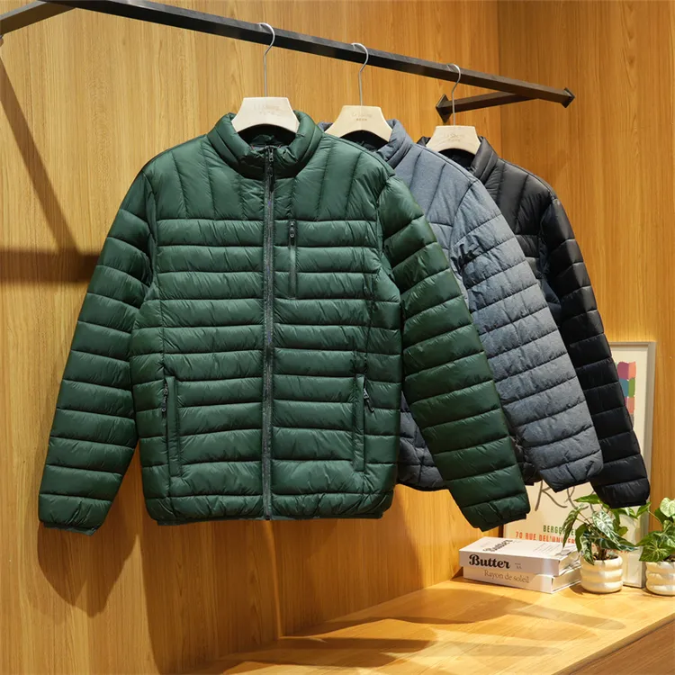 冬季男士轻量型保暖立领棉衣外套简约舒适休闲长袖轻便棉服Z1734