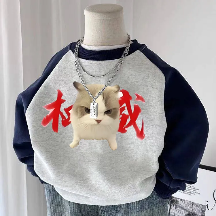 2025年款权威抽象衣服沙雕搞怪长袖中大童插肩秋衣春秋款卫衣