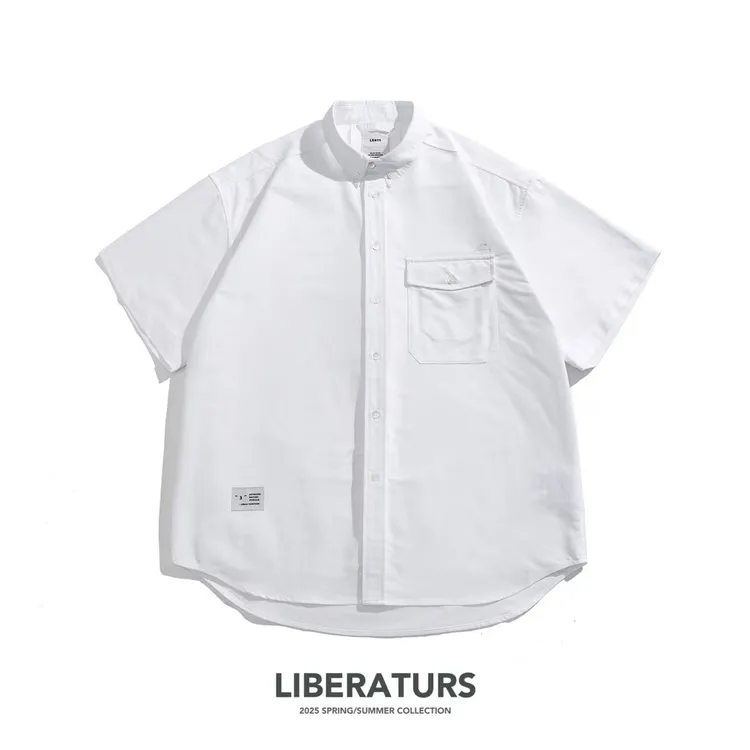 2025夏季新款小众设计师白色少年感廓版短袖衬衫