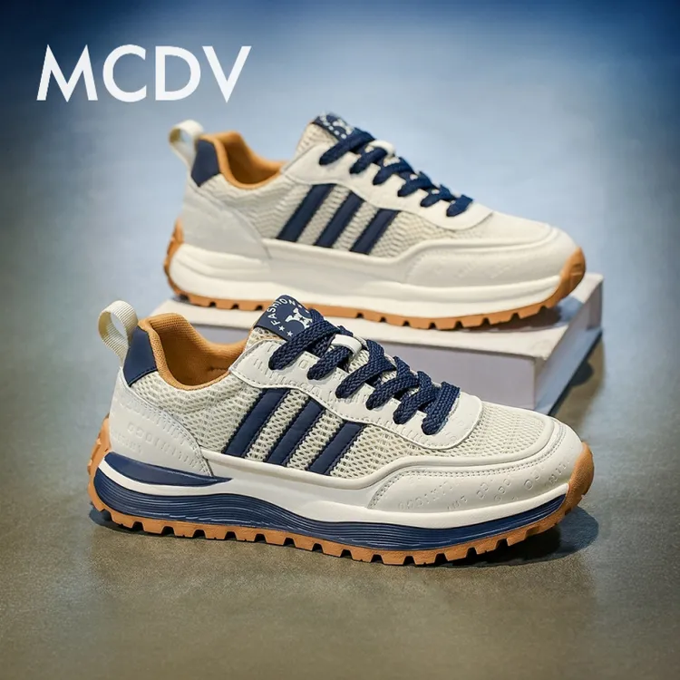 网面男鞋2025新款透气薄款厚底男士运动休闲网鞋潮百搭阿甘德训鞋