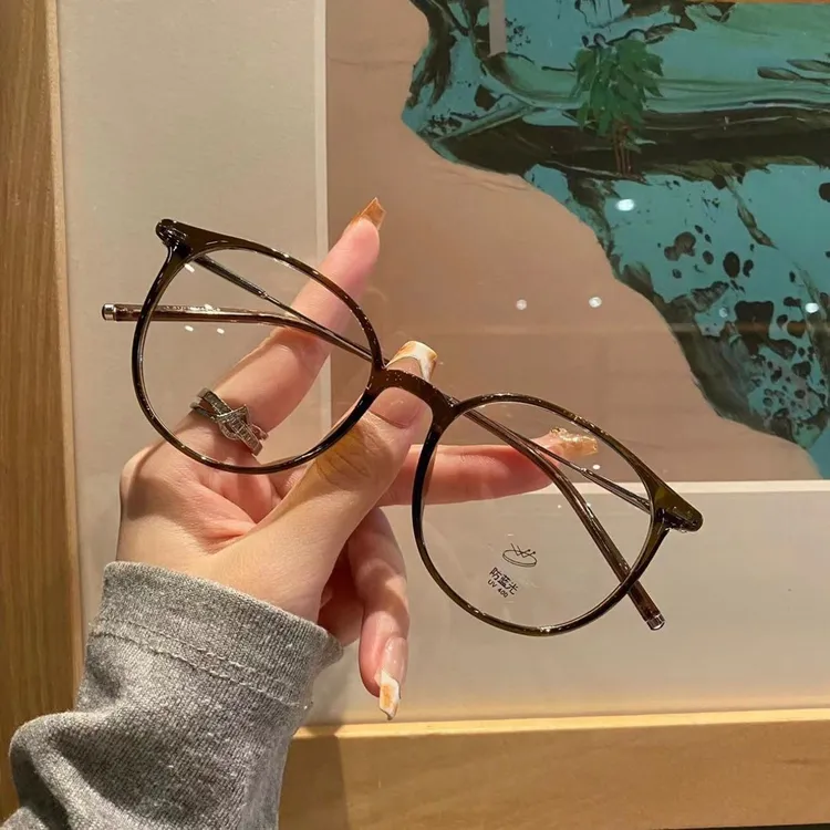 冷茶棕超轻近视眼镜女可配近视镜片大脸显瘦素颜方圆脸眼睛框镜架