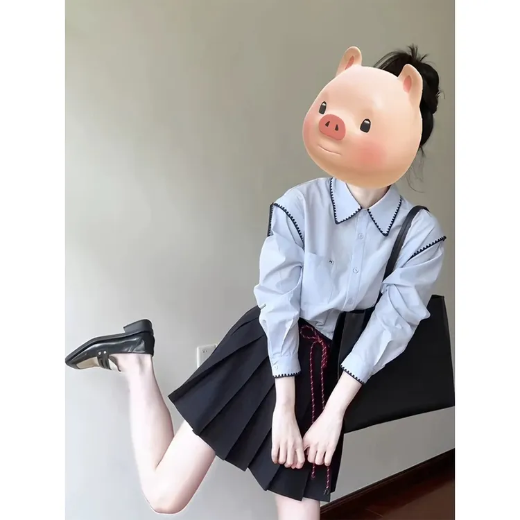 早秋穿搭一整套2025新款超火时尚高级感学院风衬衫百褶半身裙子女