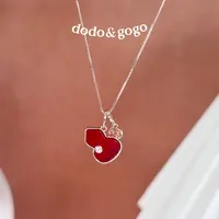 DODOGOGO 合金项链 红色葫芦钱币项链气质轻奢时尚百搭精致锁骨链