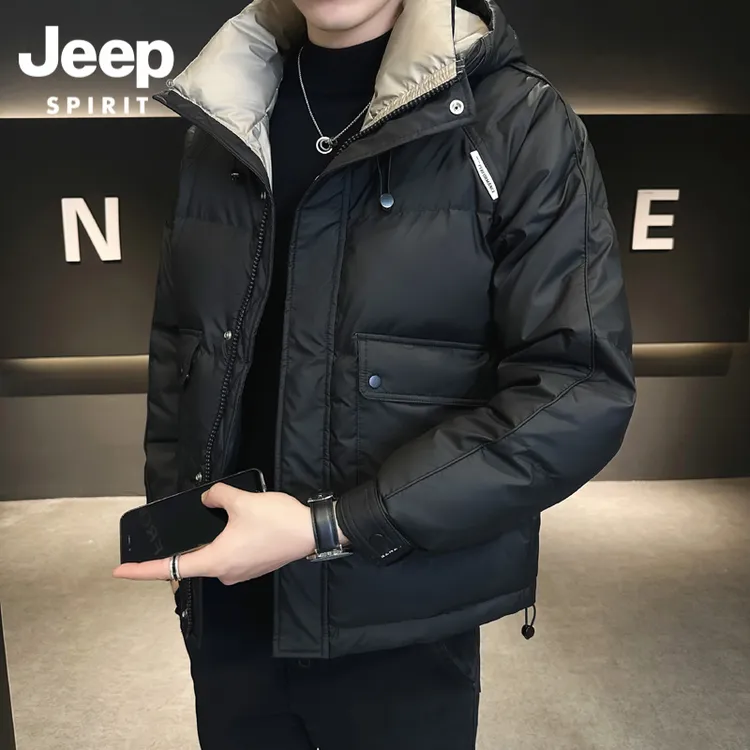Jeep吉普羽绒服男潮牌工装连帽休闲痞帅气高级感加厚秋冬季2024
