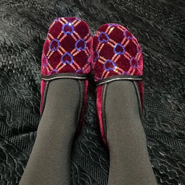 亮片绣花加厚软底保暖秋冬加绒防滑袜套女款