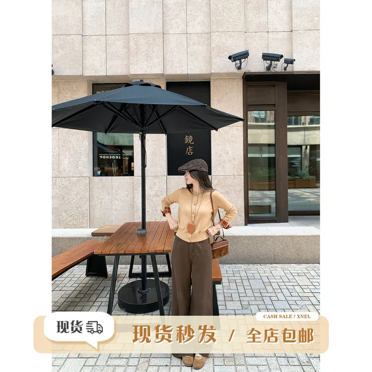 陳文文xenl【德林棕调】秋季新款美拉德咖色百搭宽松阔腿牛仔裤0116