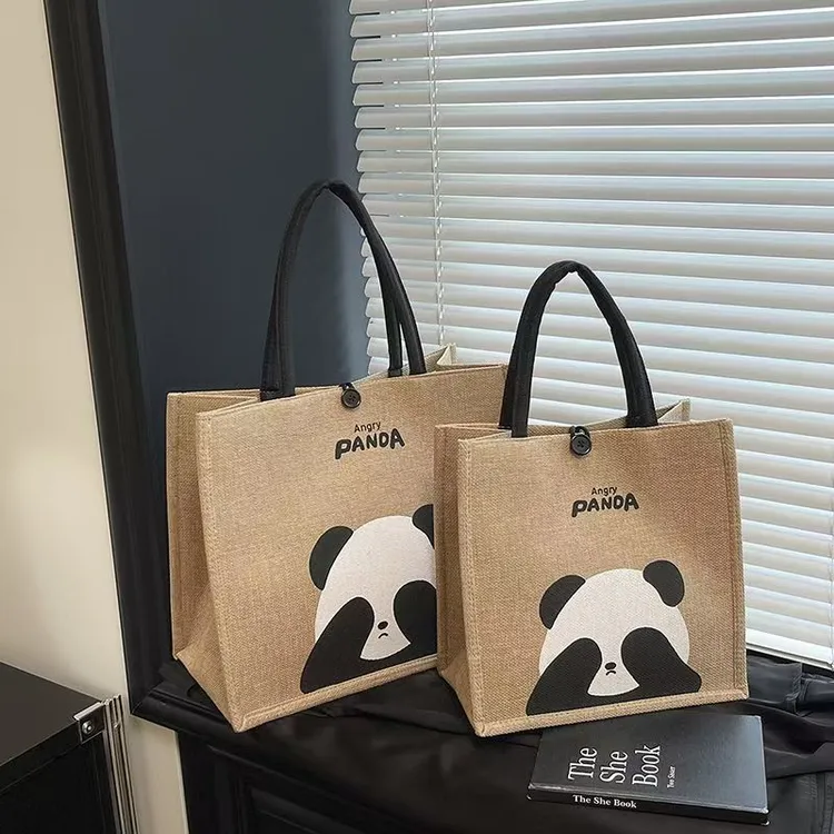 麻布手提袋女手提包妈咪包单肩休闲大容量女ins学生上班托特包