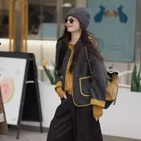 华丽微微【枫叶】秋季新款复古小香风时尚百搭短款休闲外套W1445