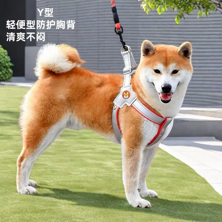 狗狗牵引绳背心式宠物胸背带遛狗绳中小型柴犬柯基比熊泰迪狗链子