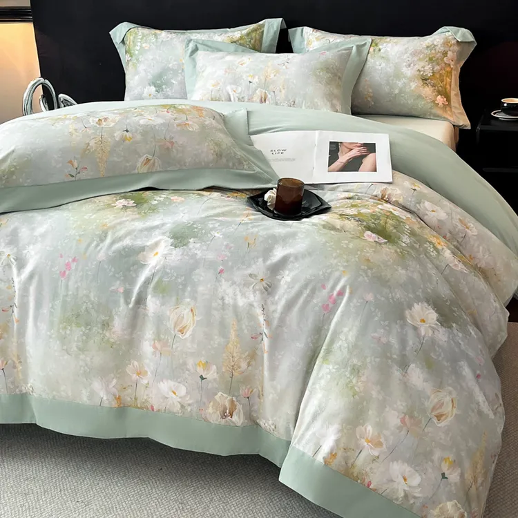 全棉磨毛床上四件套纯棉床单2025新款印花被罩加厚秋冬季奢华床品