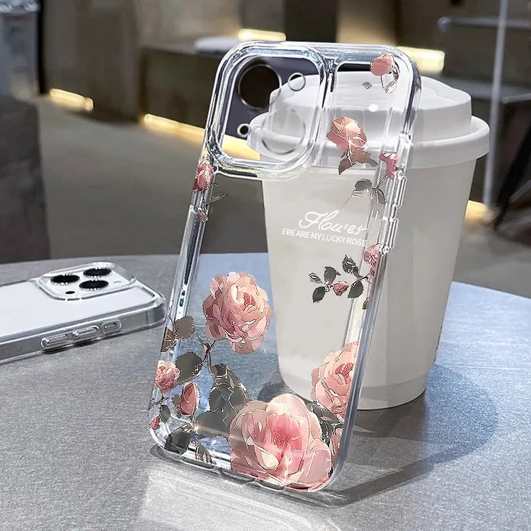 环绕玫瑰适用iPhone16苹果13透明手机壳15promax创意14防摔12网红